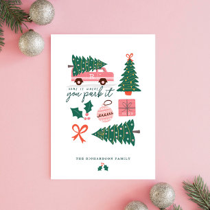 Cartes Pour Fêtes Annuelles Accueil Où Vous Le Garez Pink Van Christmas Tree