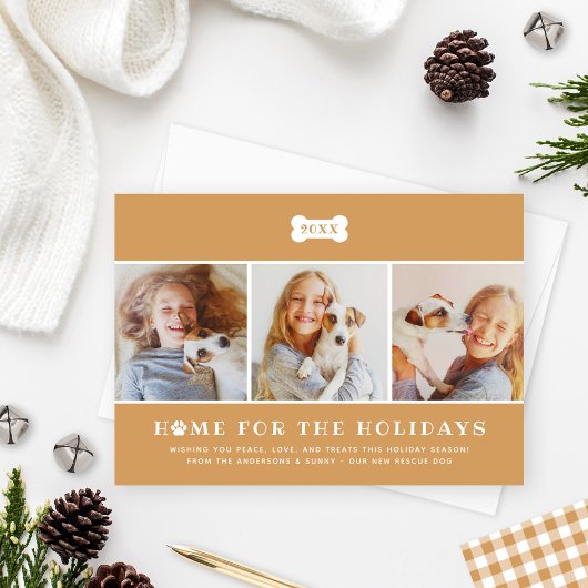 Cartes Pour Fêtes Annuelles Accueil pour les vacances Tan Plaid Chig Photo