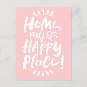 Cartes Pour Fêtes Annuelles ACCUEILLE mon Happy Place ! Lettres rose Chic Shab