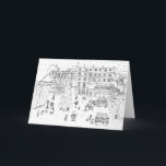 Cartes Pour Fêtes Annuelles Achats de Noël dans le jardin de Covent<br><div class="desc">Ligne noire sur la carte blanche - une scène de Noël des clients,  des chanteurs de hymne de louange et des musiciens de rue dans le jardin de Covent,  Londres</div>