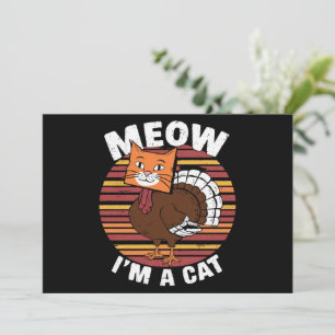 Cartes Pour Fêtes Annuelles Action de grâce drôle dinde faux chat rétro 