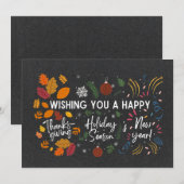 Cartes Pour Fêtes Annuelles ACTION DE GRÂCES, NOËL, NOUVEL AN | Multi Fête (Devant / Derrière)