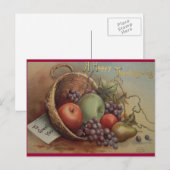 Cartes Pour Fêtes Annuelles Action de grâces vintage (Devant / Derrière)