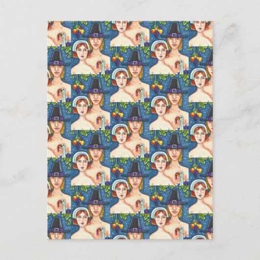 CARTES POUR FÊTES ANNUELLES ADAM & EVE PILGRIMS, BIBLICAL WHIMSY MERCI (Devant)