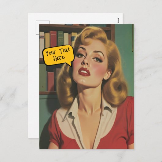 Cartes Pour Fêtes Annuelles Add a Caption Retro Glamour (Devant / Derrière)