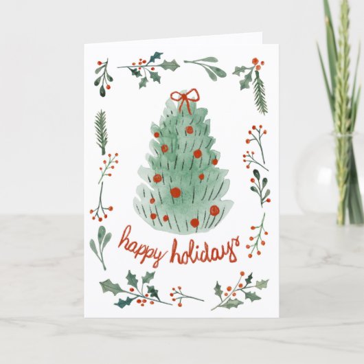 Cartes Pour Fêtes Annuelles Add Logo Whimsical Hand Painted Christmas Business (Devant)
