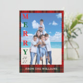 Cartes Pour Fêtes Annuelles Add Your Image Custom Tartan Background (Debout devant)