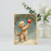 Cartes Pour Fêtes Annuelles Add Your Text Season’s Greetings Puppy Postcard (Debout devant)