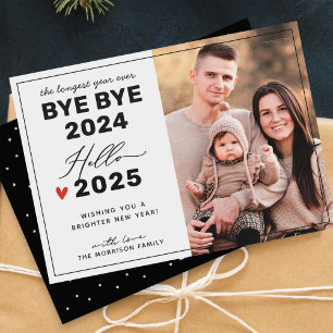 Cartes Pour Fêtes Annuelles Adieu 2024 Bonjour 2025 Photo minimaliste du Nouve