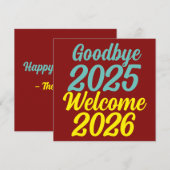 Cartes Pour Fêtes Annuelles Adieu 2025 Bienvenue 2026 (Devant / Derrière)