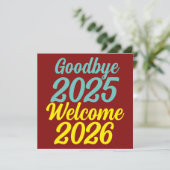 Cartes Pour Fêtes Annuelles Adieu 2025 Bienvenue 2026 (Debout devant)
