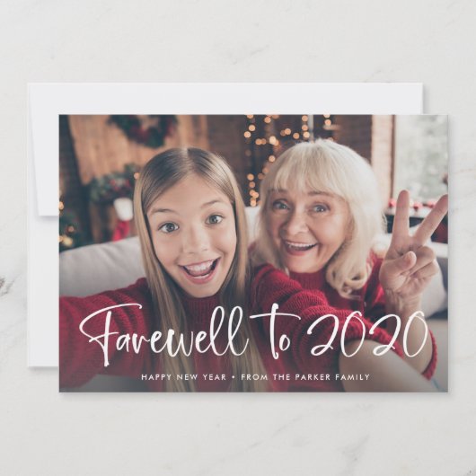 Cartes Pour Fêtes Annuelles Adieu à 2020 | Bonne année 2021 Deux photos (Devant)