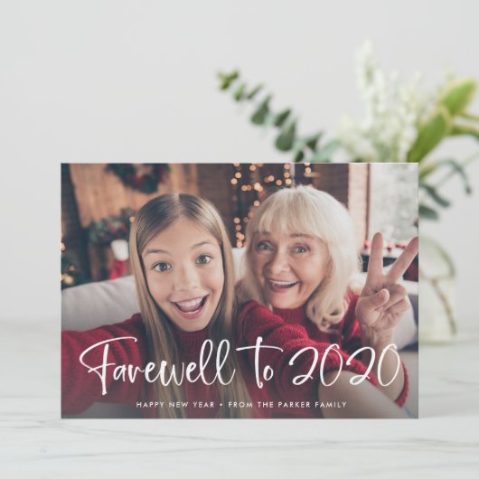 Cartes Pour Fêtes Annuelles Adieu à 2020 | Bonne année 2021 Deux photos (Debout devant)