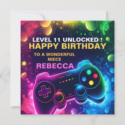 Cartes Pour Fêtes Annuelles Adolescent EDITABLE Anniversaire Jeu fils (Devant)