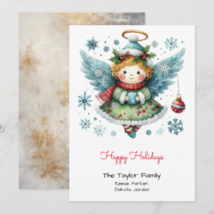 Cartes Pour Fêtes Annuelles Adorable Ange Whimsical Illustration Happy