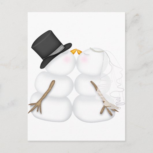 Cartes Pour Fêtes Annuelles Adorable Baiser Snowman Couple (Devant)