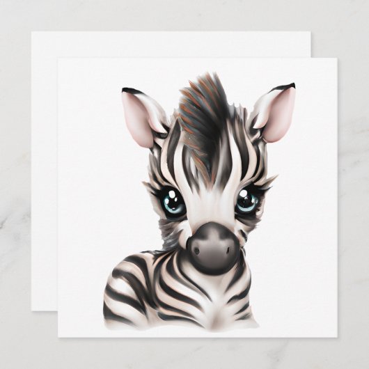 Cartes Pour Fêtes Annuelles adorable bébé Zebra (Devant / Derrière)
