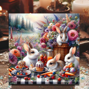 Cartes Pour Fêtes Annuelles Adorable Bunny Pique-nique de Pâques Brunch Woodla