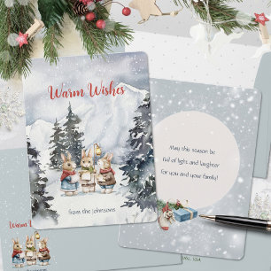 Cartes Pour Fêtes Annuelles Adorable Chanter lapins Chaleureux Souhaits hiver