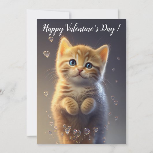 Cartes Pour Fêtes Annuelles Adorable chaton roux tabby pour la Saint-Valentin (Devant)