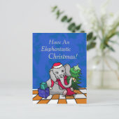 Cartes Pour Fêtes Annuelles adorable dessin de Noël éléphant avec le chapeau d (Debout devant)