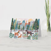 Cartes Pour Fêtes Annuelles Adorable Dogs Pet Dog Lover Christmas City Park (Devant)