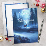 Cartes Pour Fêtes Annuelles Adorable Editable Winter Wonderland Noël<br><div class="desc">Dans une nuit d'hiver fraîche et tranquille, vous tombez inopinément sur un renne. Sur le bord majestueux de la forêt, son nez brille. Vous regardez dans les yeux de l'autre pendant un bref moment avant qu'il ne s'évanouisse comme par magie dans le ciel nocturne... C'est l'histoire derrière cette illustration de...</div>