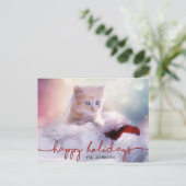 Cartes Pour Fêtes Annuelles Adorable Ginger Kitten Chat Santa Hat Noël (Debout devant)