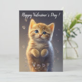 Cartes Pour Fêtes Annuelles Adorable Ginger Tabby Saint Valentin Kitten (Debout devant)