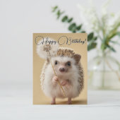 Cartes Pour Fêtes Annuelles Adorable Hérisson tenant un Dandelion (Debout devant)