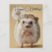 Cartes Pour Fêtes Annuelles Adorable Hérisson tenant un Dandelion (Devant)
