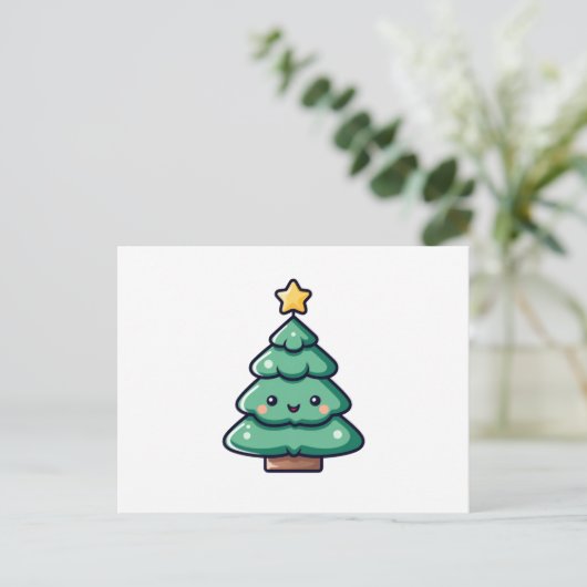Cartes Pour Fêtes Annuelles adorable joli caractère d'arbre de Noël (Debout devant)