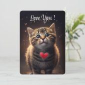 Cartes Pour Fêtes Annuelles Adorable Kitten aime - Saint Valentin (Debout devant)