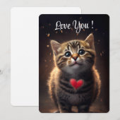Cartes Pour Fêtes Annuelles Adorable Kitten aime - Saint Valentin (Devant / Derrière)