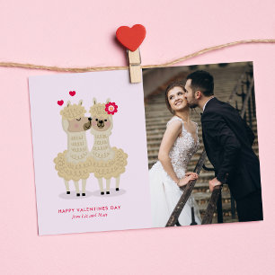 Cartes Pour Fêtes Annuelles Adorable Llama Photo personnalisée Valentines Cart