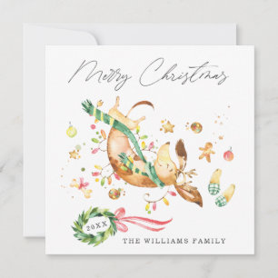 Cartes Pour Fêtes Annuelles Adorable mignon joyeux chien Dachshund lumières de