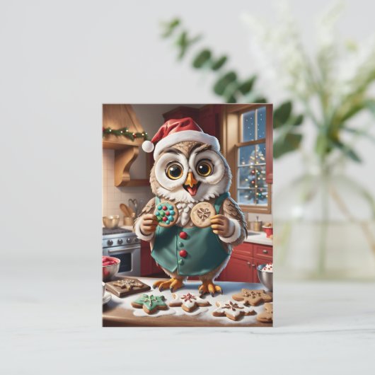 Cartes Pour Fêtes Annuelles Adorable Noël Owl Holiday Cookie Exchange (Debout devant)