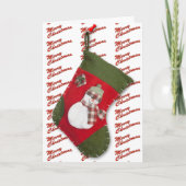 Cartes Pour Fêtes Annuelles Adorable Noël Stocker Snowman sur blanc (Devant)
