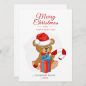 Cartes Pour Fêtes Annuelles Adorable Noël Teddy | Noël personnalisé (Devant / Derrière)