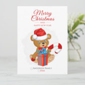 Cartes Pour Fêtes Annuelles Adorable Noël Teddy | Noël personnalisé (Debout devant)