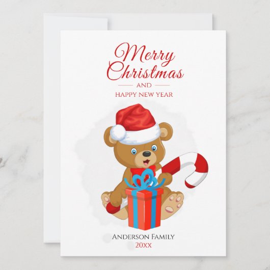 Cartes Pour Fêtes Annuelles Adorable Noël Teddy | Noël personnalisé (Devant)