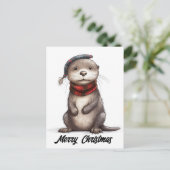 Cartes Pour Fêtes Annuelles adorable Otter de Noël (Debout devant)