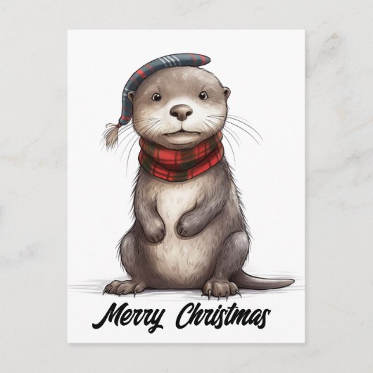 Cartes Pour Fêtes Annuelles adorable Otter de Noël (Devant)