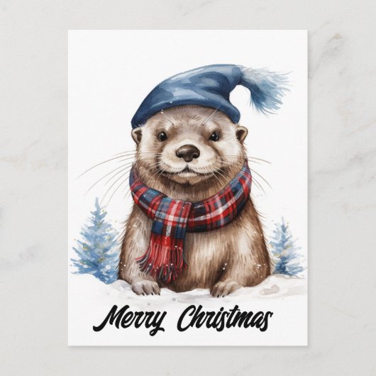 Cartes Pour Fêtes Annuelles adorable Otter de Noël (Devant)