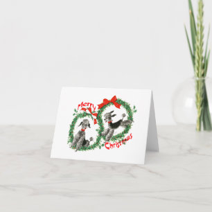 Cartes Pour Fêtes Annuelles Adorable Retro Poodles de Noël Wreath Custom