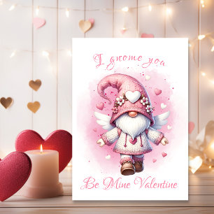 Cartes Pour Fêtes Annuelles Adorable rose Gnome Aquarelle Saint-Valentin