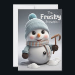 Cartes Pour Fêtes Annuelles Adorable Snowman givré en neige Cool d'hiver<br><div class="desc">Un adorable bonhomme de neige,  habillé d'un casquette et d'une écharpe douillets,  s'assoit joyeusement dans la neige d'hiver cool. Avec son nez orange et ses yeux noirs de charbon,  il dégage un charme simple et chaleureux. Cette jolie scène hivernale donne un sentiment de joie et de joie de vivre.</div>