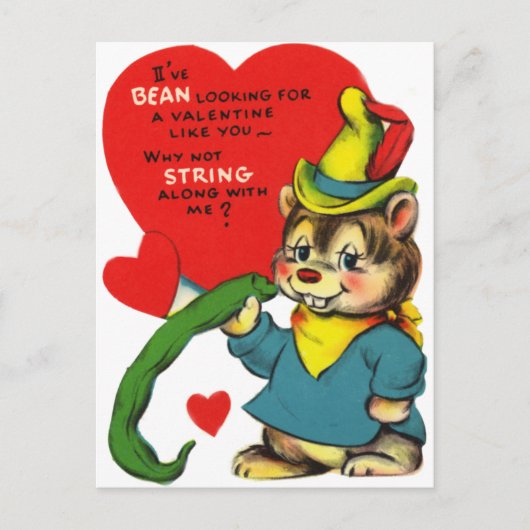 Cartes Pour Fêtes Annuelles Adorable string Bean Valentine (Devant)
