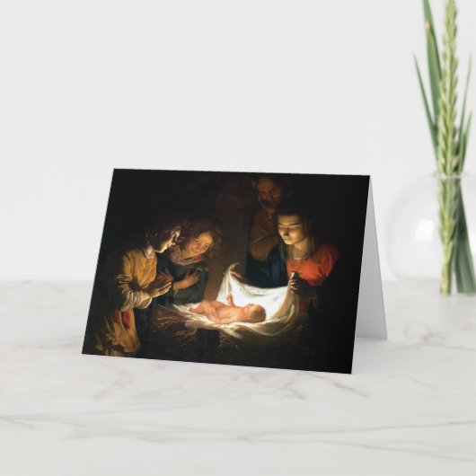 Cartes Pour Fêtes Annuelles Adoration de l'Enfant Jésus - Honthorst (Devant)