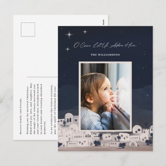Cartes Pour Fêtes Annuelles Adore-Le Bethléem Noël religieux (Devant / Derrière)
